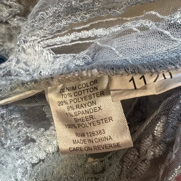 Elegant Blue Embroidered Sheer Denim Jacket - Picture 10 of 10